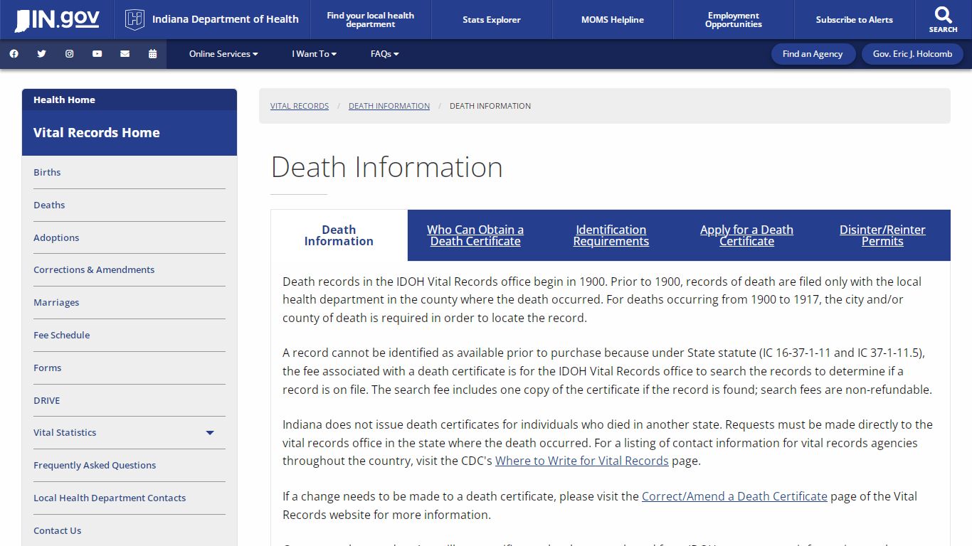 Health: Vital Records: Death Information